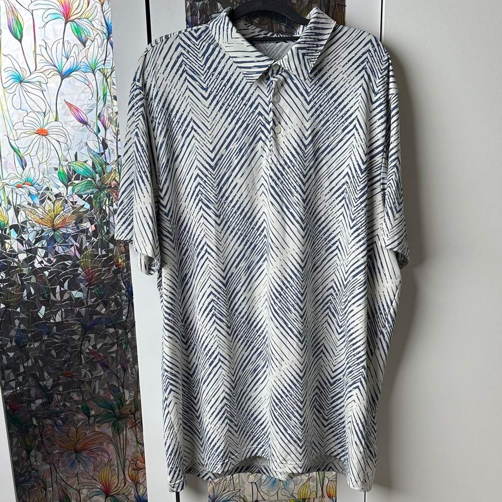 Men's Blue and White Striped Shirt adidas